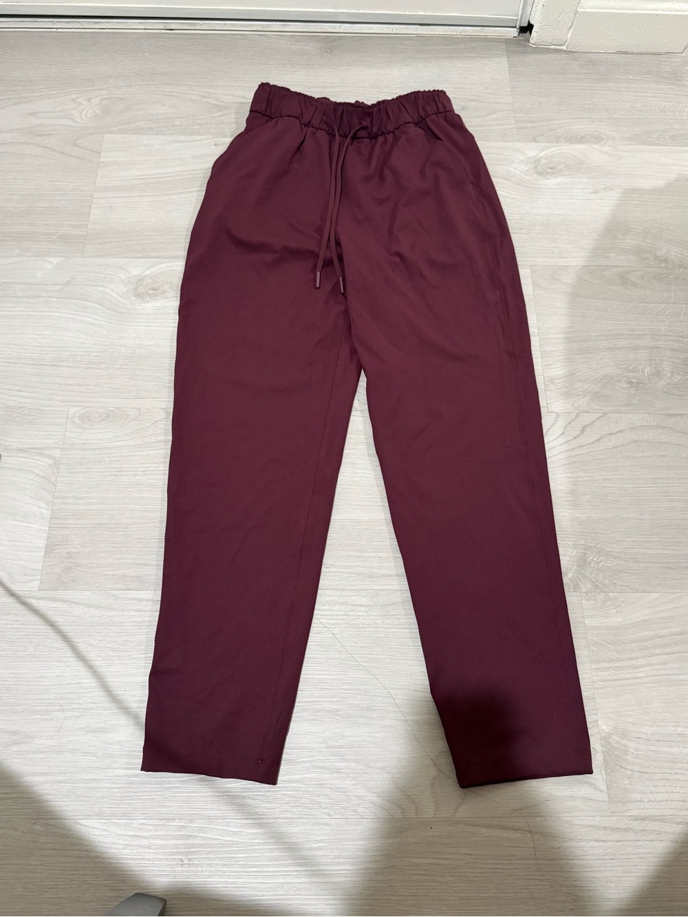 Lululemon Cassis Burgundy High Rise Stretch Wide Leg Pants Drawstring Size 4